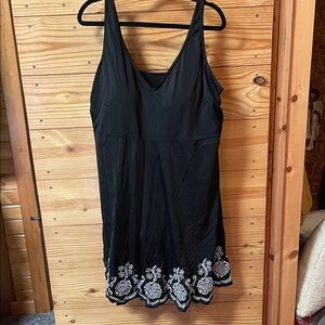 Elegant Black and White Embroidered swimsuit